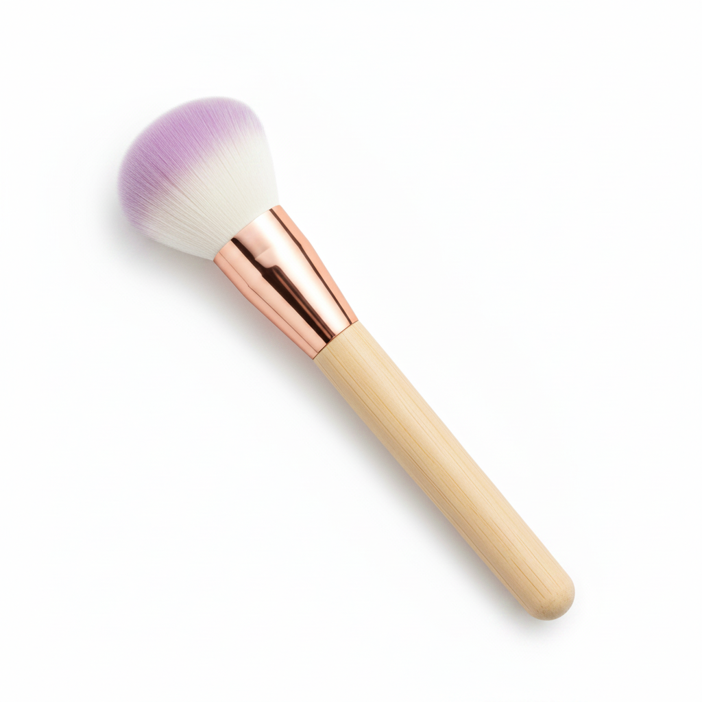 Fluffy dome blush brush with lavender ombre bristles and rose gold ferrule