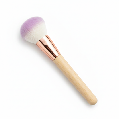 Fluffy dome blush brush with lavender ombre bristles and rose gold ferrule
