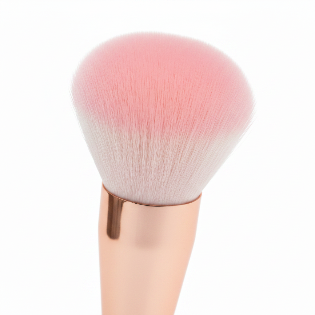 Close-up macro shot of ultra-soft synthetic bristles on dome blush brush